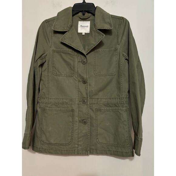Madewell Army Green 100% Cotton Button Front Utility Jacket Women's Size XS - Picture 1 of 7